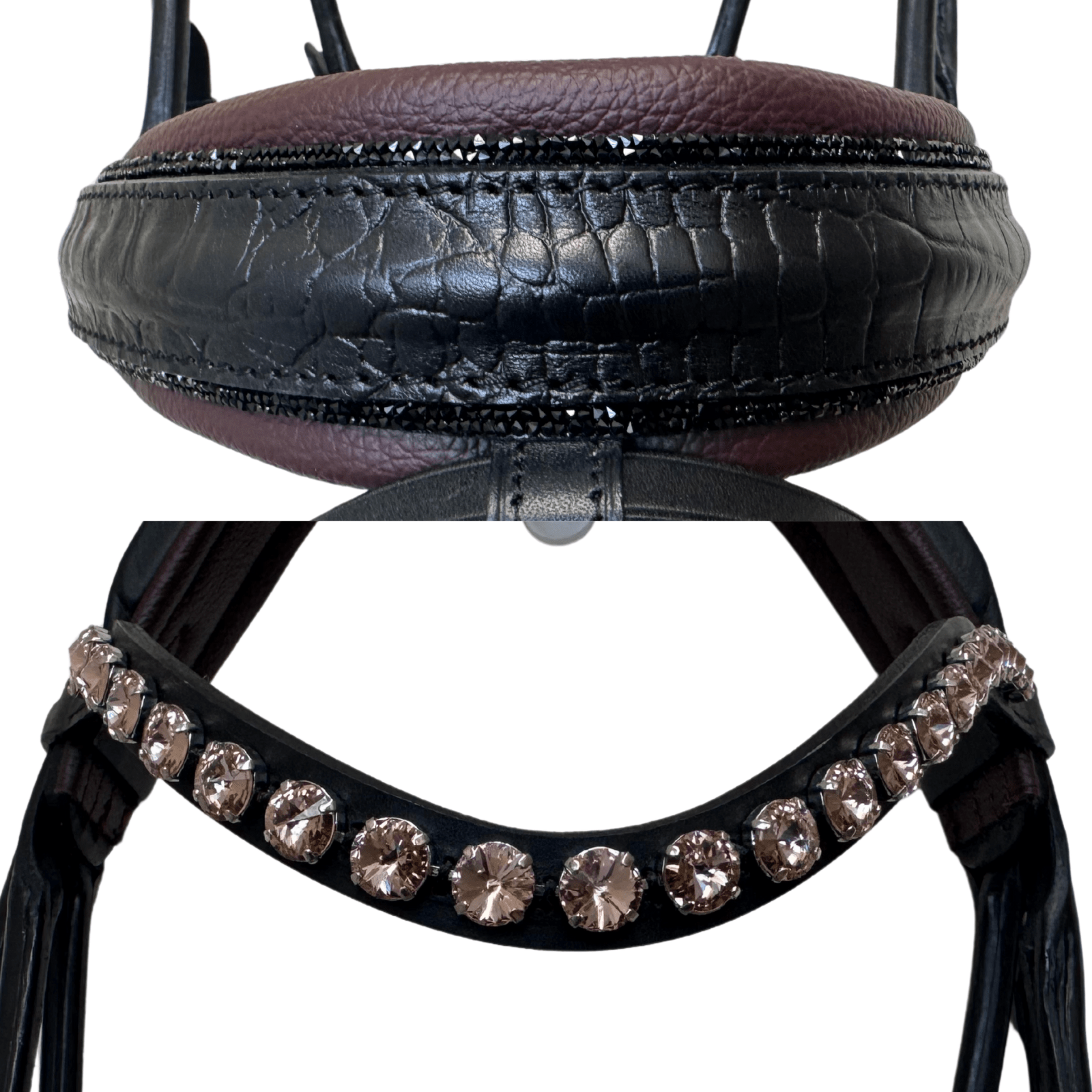 Otto Schumacher Munchen Feel Good Roundstyled Snaffle Bridle with Black Croco and Burgundy Padding