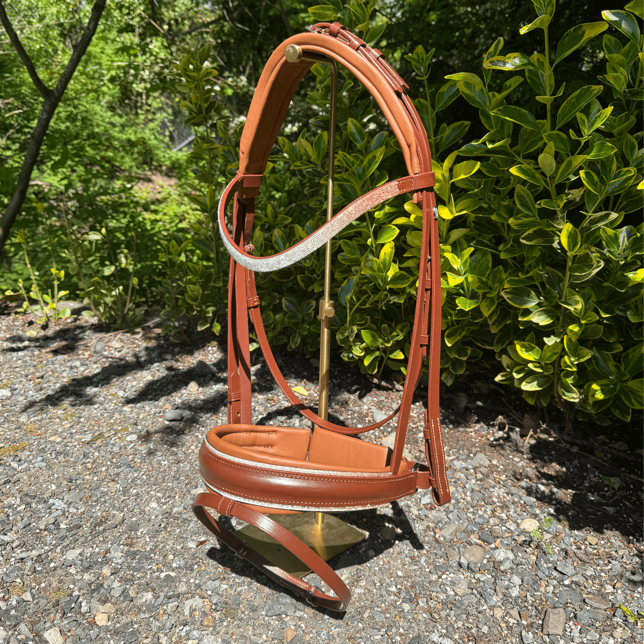 Otto Schumacher Warendorf Feel Good Flat Snaffle Bridle in Havana with Topaz Fineline