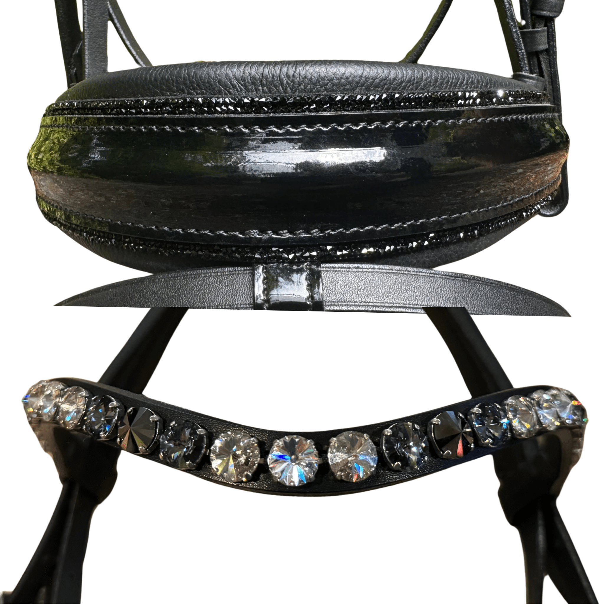Otto Schumacher Tokyo Snaffle with Black Patent and XL Rivoli Browband