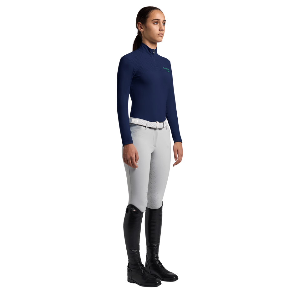 Cavalleria Toscana Junior Perforated Jersey Long Sleeve Training Polo - Royal Blue