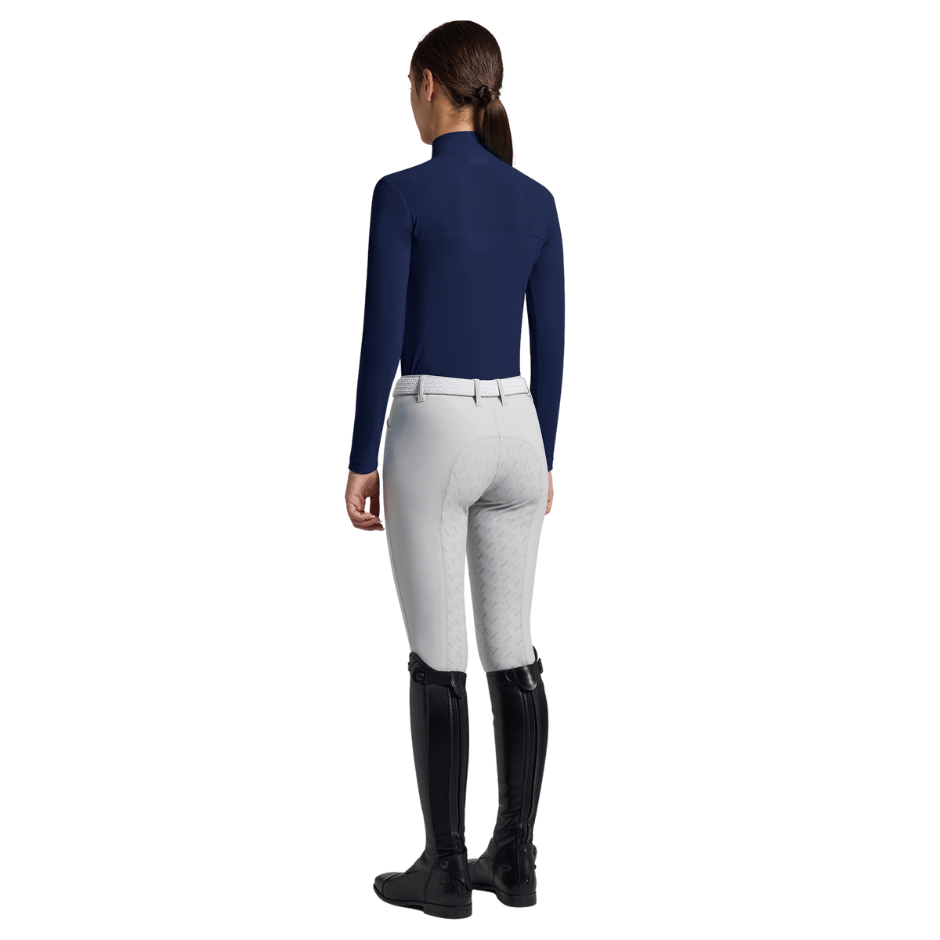 Cavalleria Toscana Junior Perforated Jersey Long Sleeve Training Polo - Royal Blue