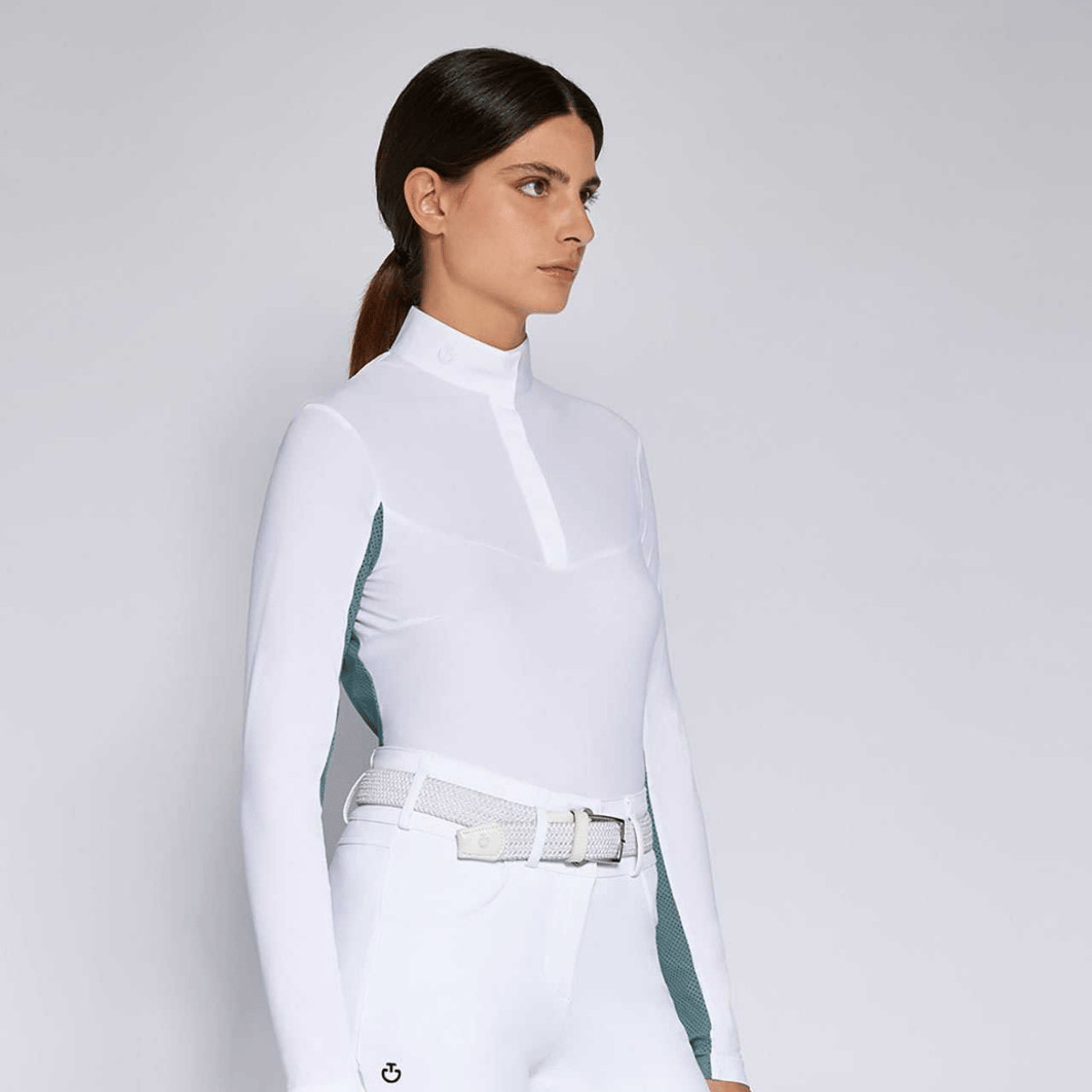 Cavalleria Toscana Perforated Long Sleeve Show Shirt