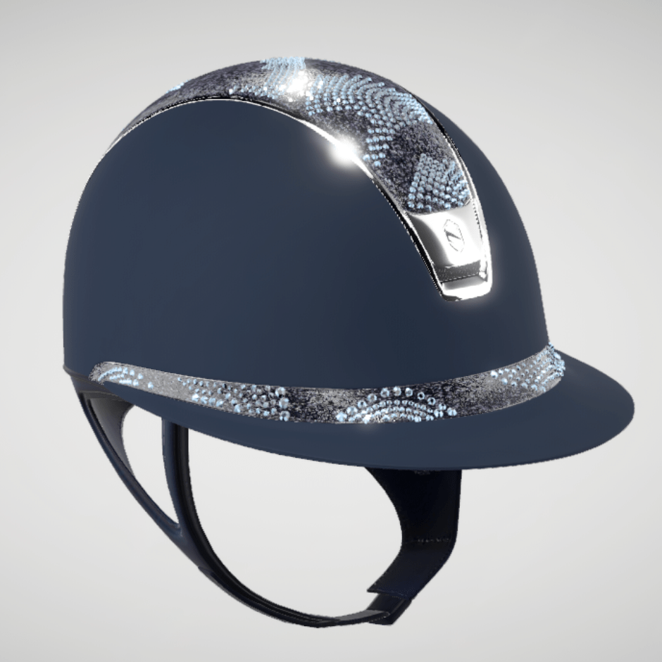 Samshield 2.0 Miss Shield Shadowmatt Helmet - Navy with Blue Crystal Intarsia Top & Frontal Band
