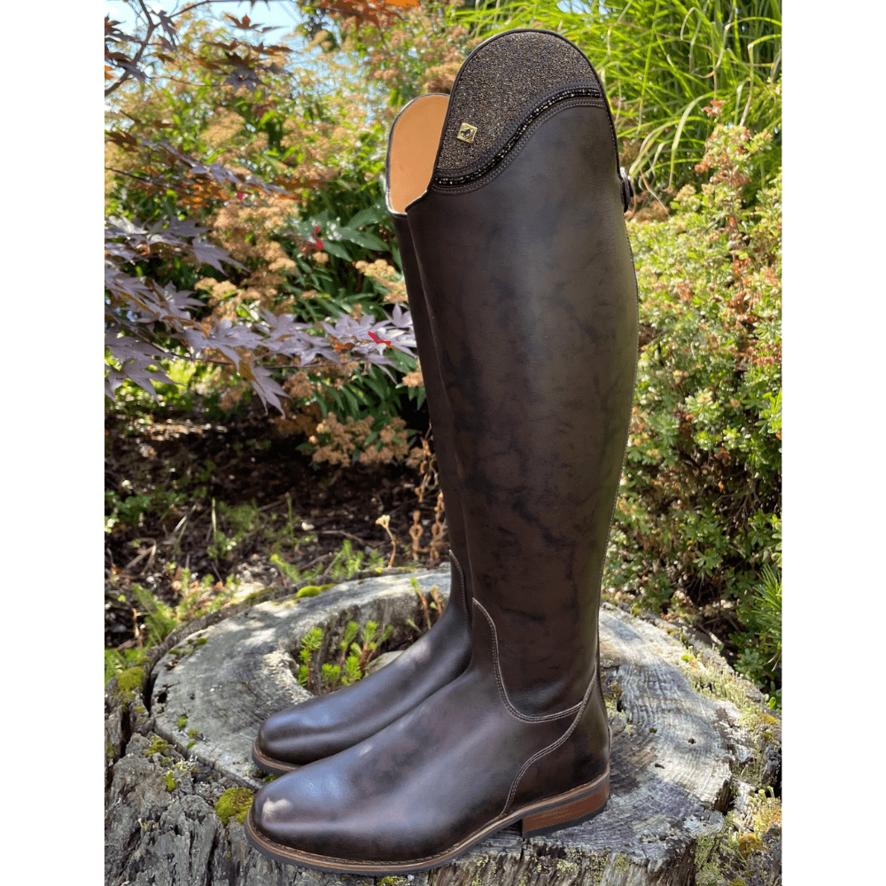 Custom DeNiro Volta Dressage Boot - Caprice Nuvolato Cafe & Swarovski Fabric