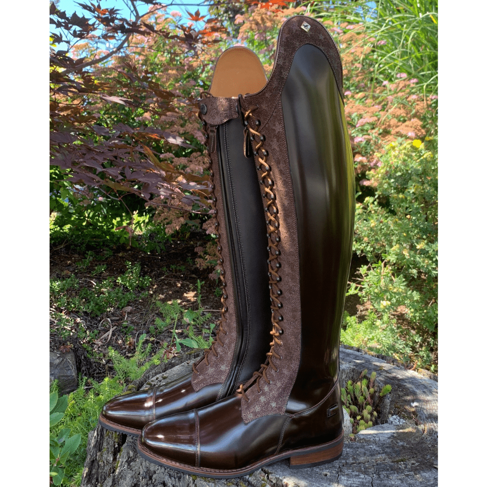 Custom DeNiro Tintoretto Dressage Boot - Brushed Fondente Brown & Aurora Stella