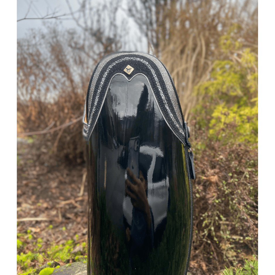 Custom DeNiro Volta Dressage Boot - Black Patent with Rondine Top