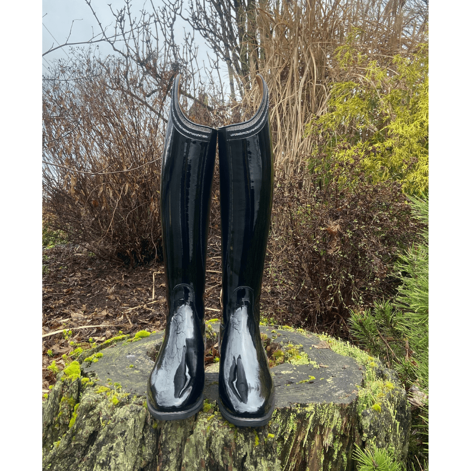 Custom DeNiro Volta Dressage Boot - Black Patent with Rondine Top