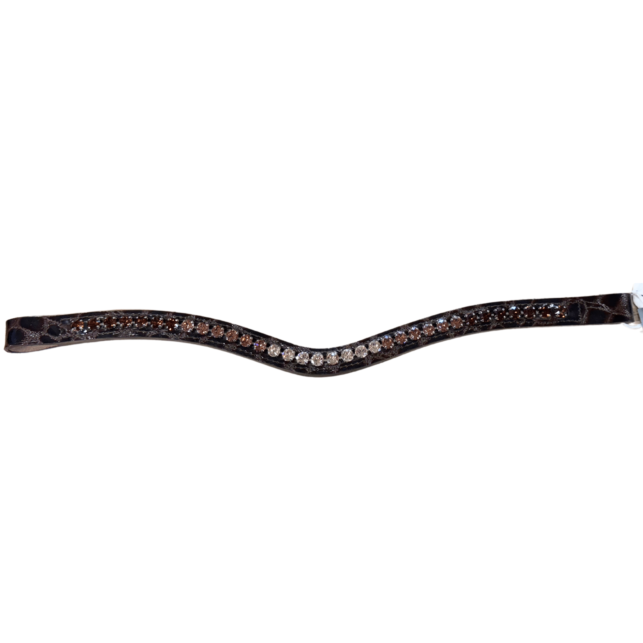 One of a Kind Otto Schumacher Browband - XL 8mm Tiffany Shade Ombre on Brown Patent Croc - Horse