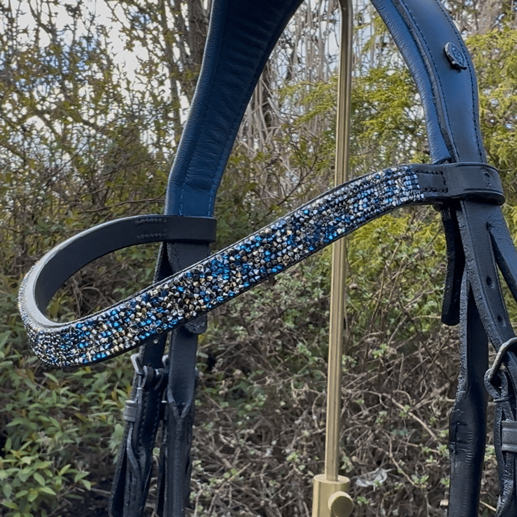 Otto Schumacher Bellevue Snaffle in Black with Blue Padding - Cob