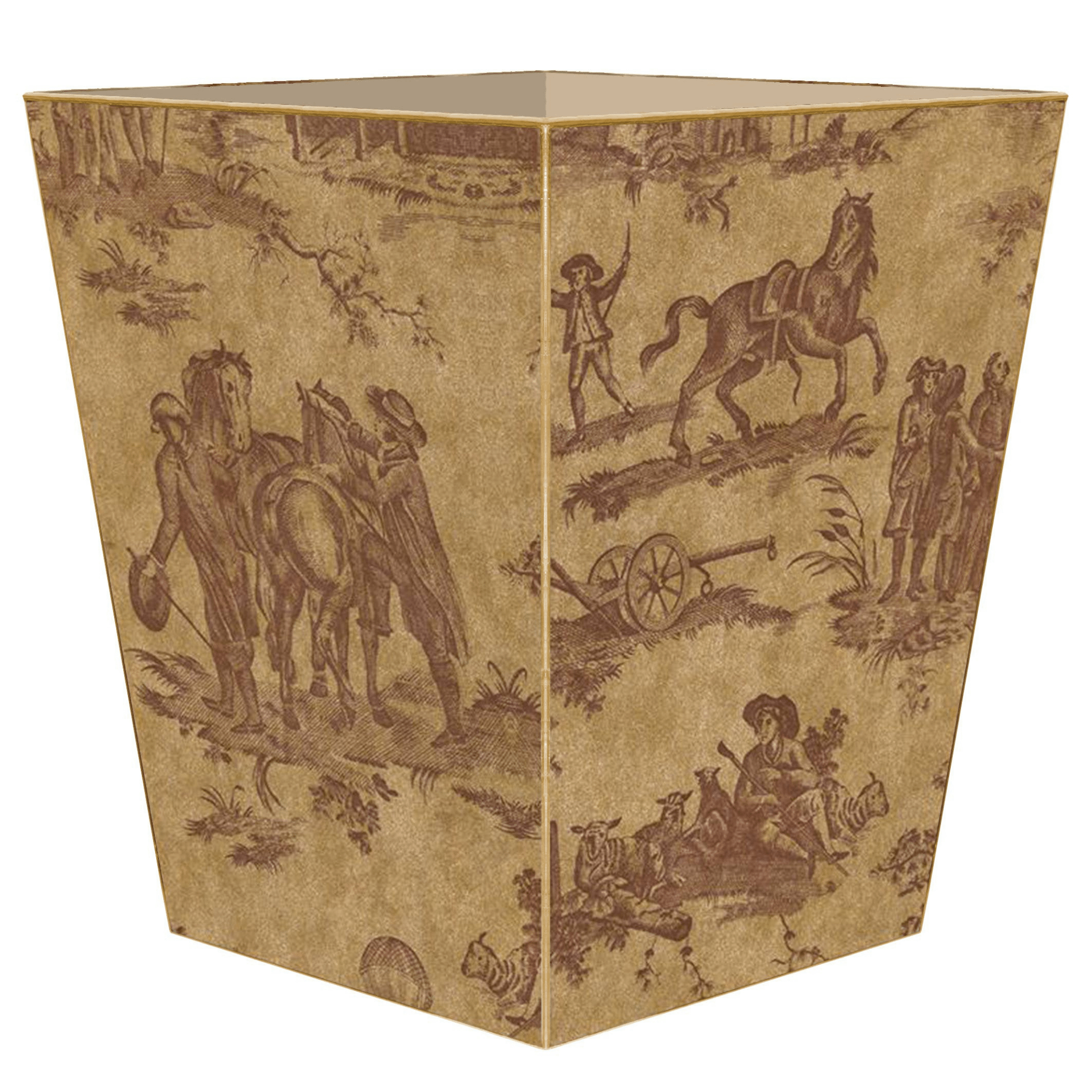 Brown Horse Toile Wastepaper Basket