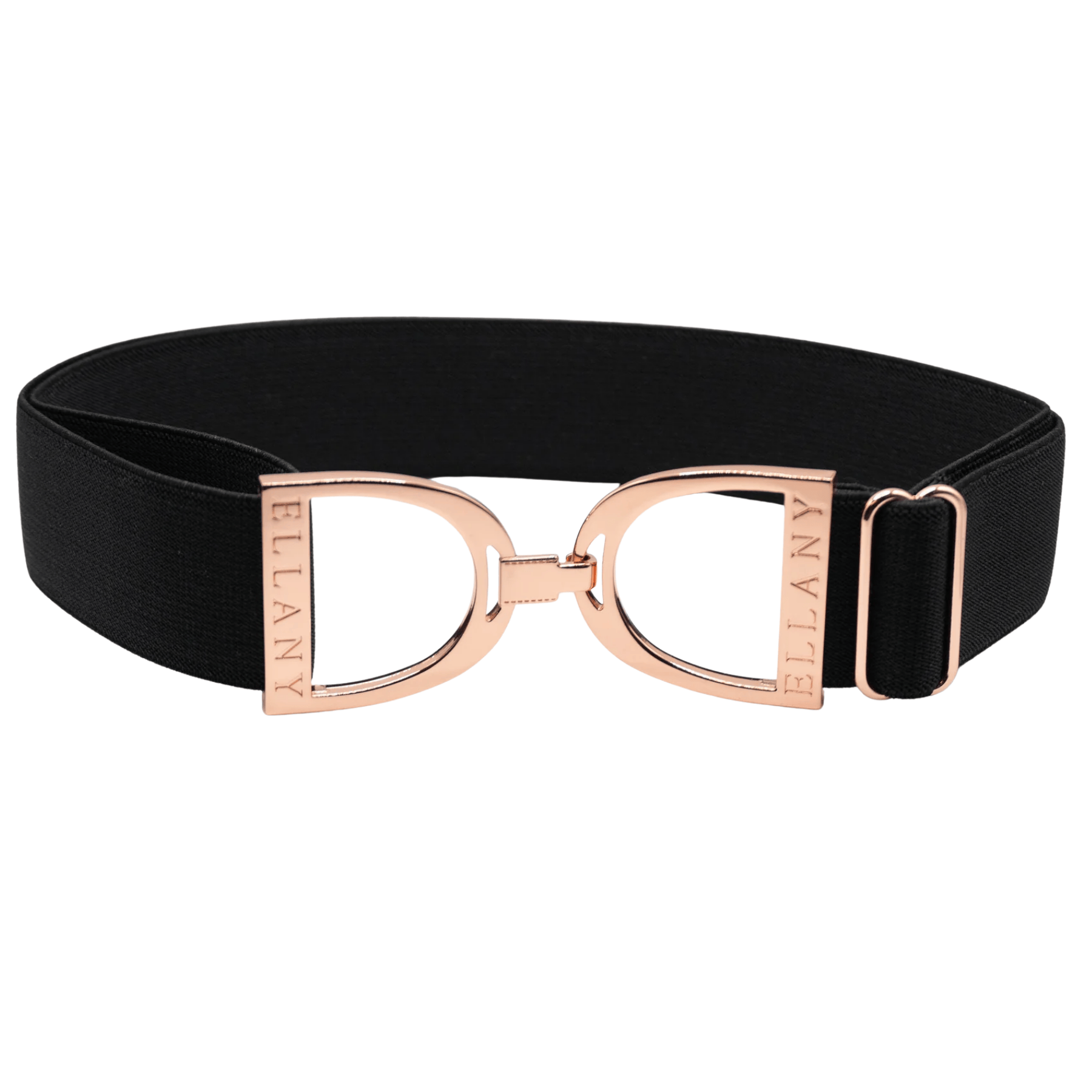 Black - 1.5" Rose Gold Stirrup Equestrian Elastic Belt