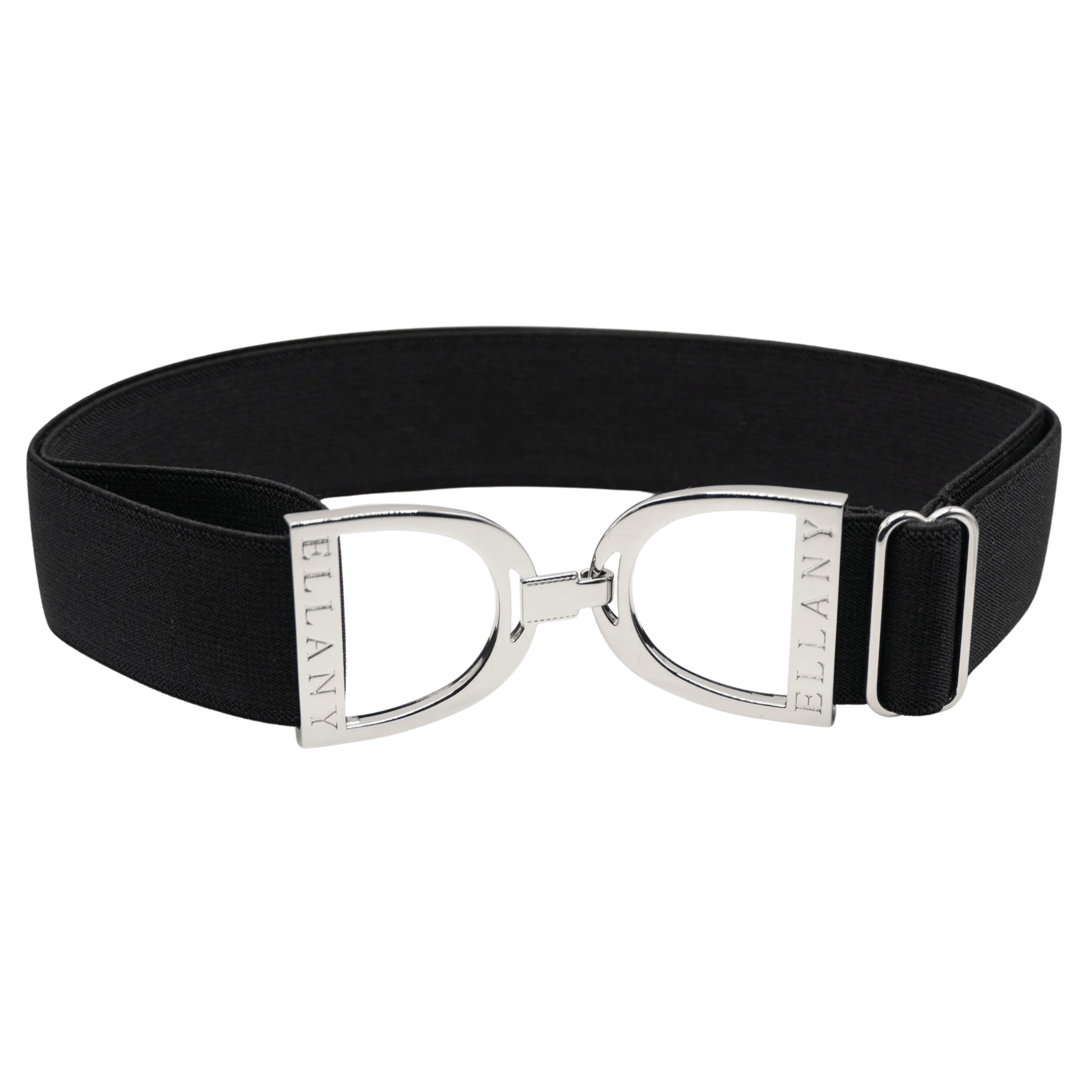 Black - 1.5" Silver Stirrup Equestrian Elastic Belt