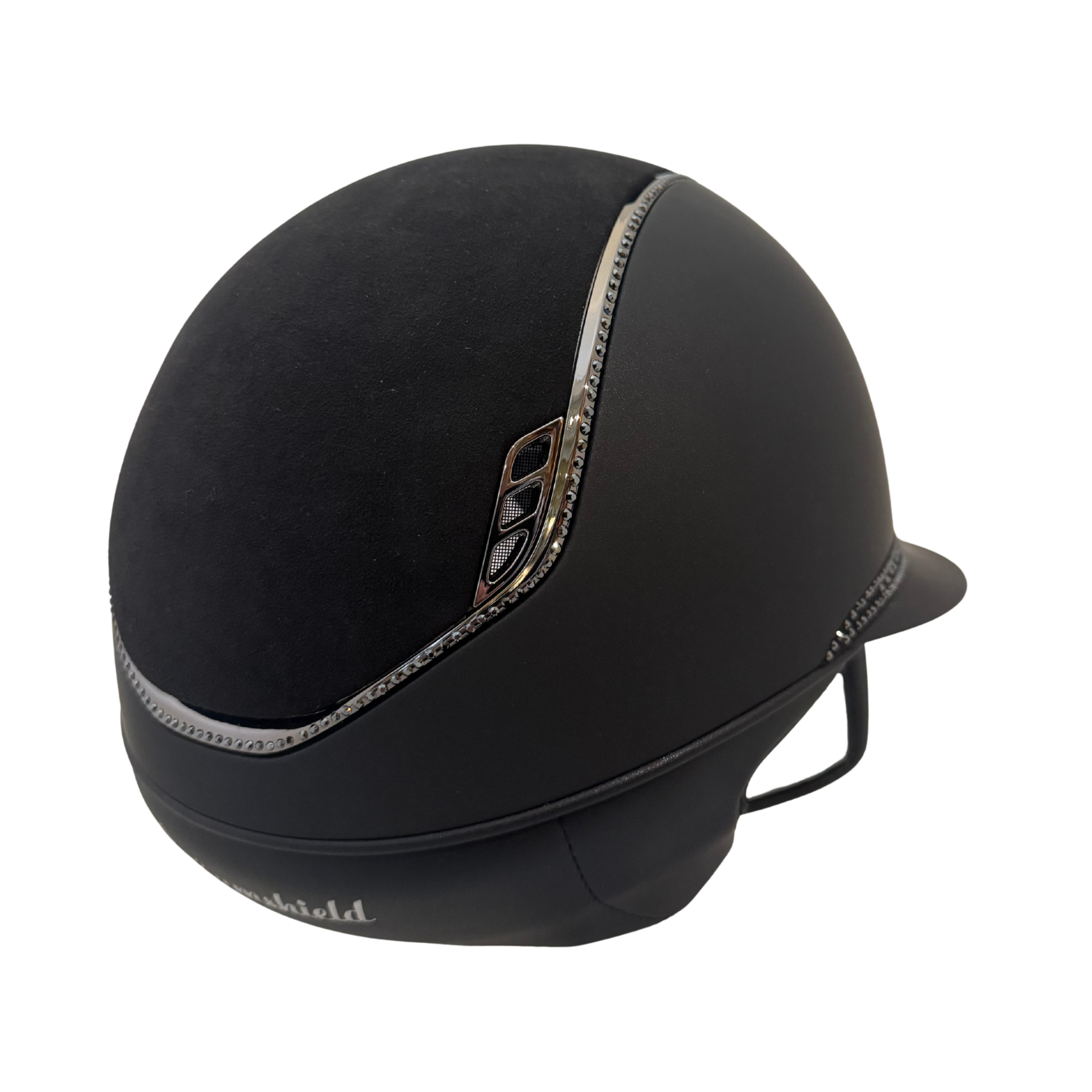 Samshield 2.0 Miss Shield Shadowmatt with Tiara Frontal Band and 300 Jet Hematite Swarovski Trim Helmet