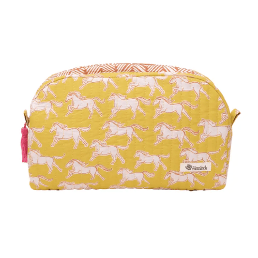 Large Quilted Scallop Zipper Pouch - Horses