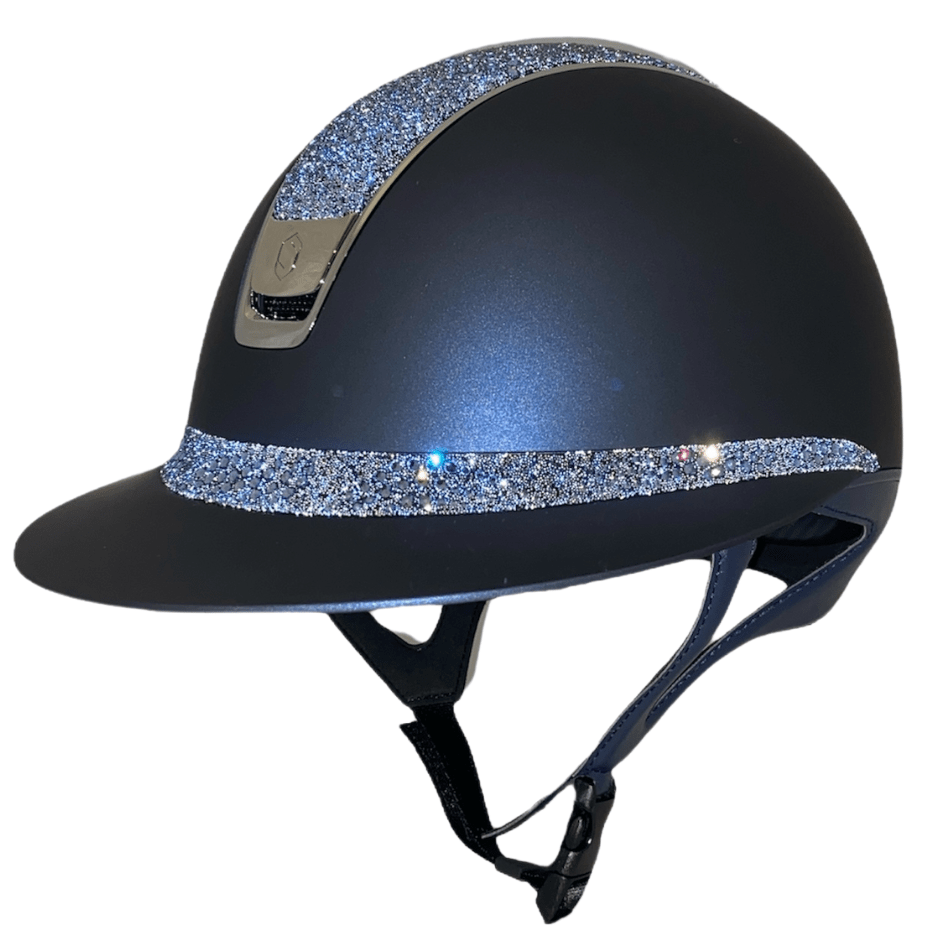 Samshield 2.0 Miss Shield Shadowmatt Helmet - Navy with Blue Crystal Intarsia Top & Frontal BandSamshield 2.0
