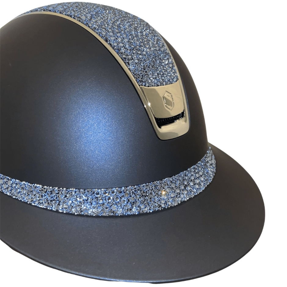 Samshield 2.0 Miss Shield Shadowmatt Helmet - Navy with Blue Crystal Intarsia Top & Frontal Band