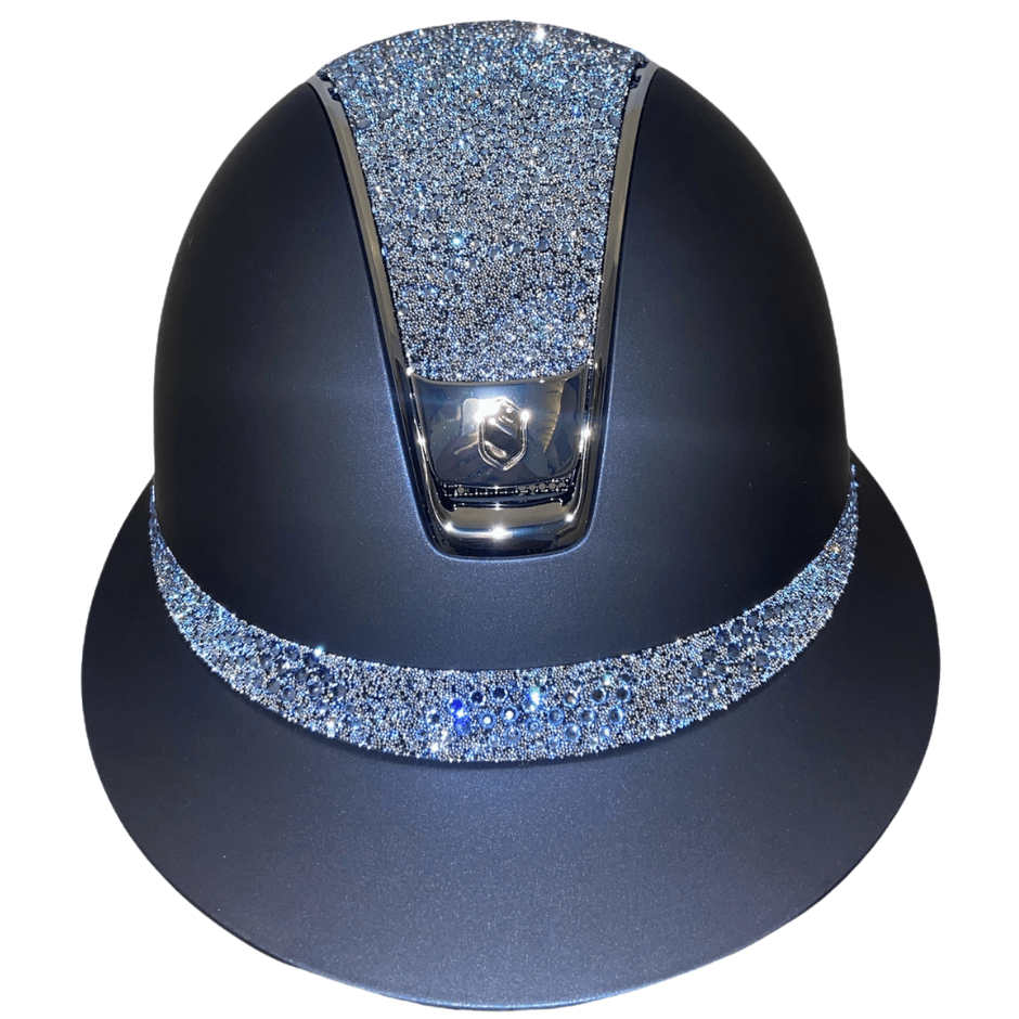 Samshield 2.0 Miss Shield Shadowmatt Helmet - Navy with Blue Crystal Intarsia Top & Frontal Band