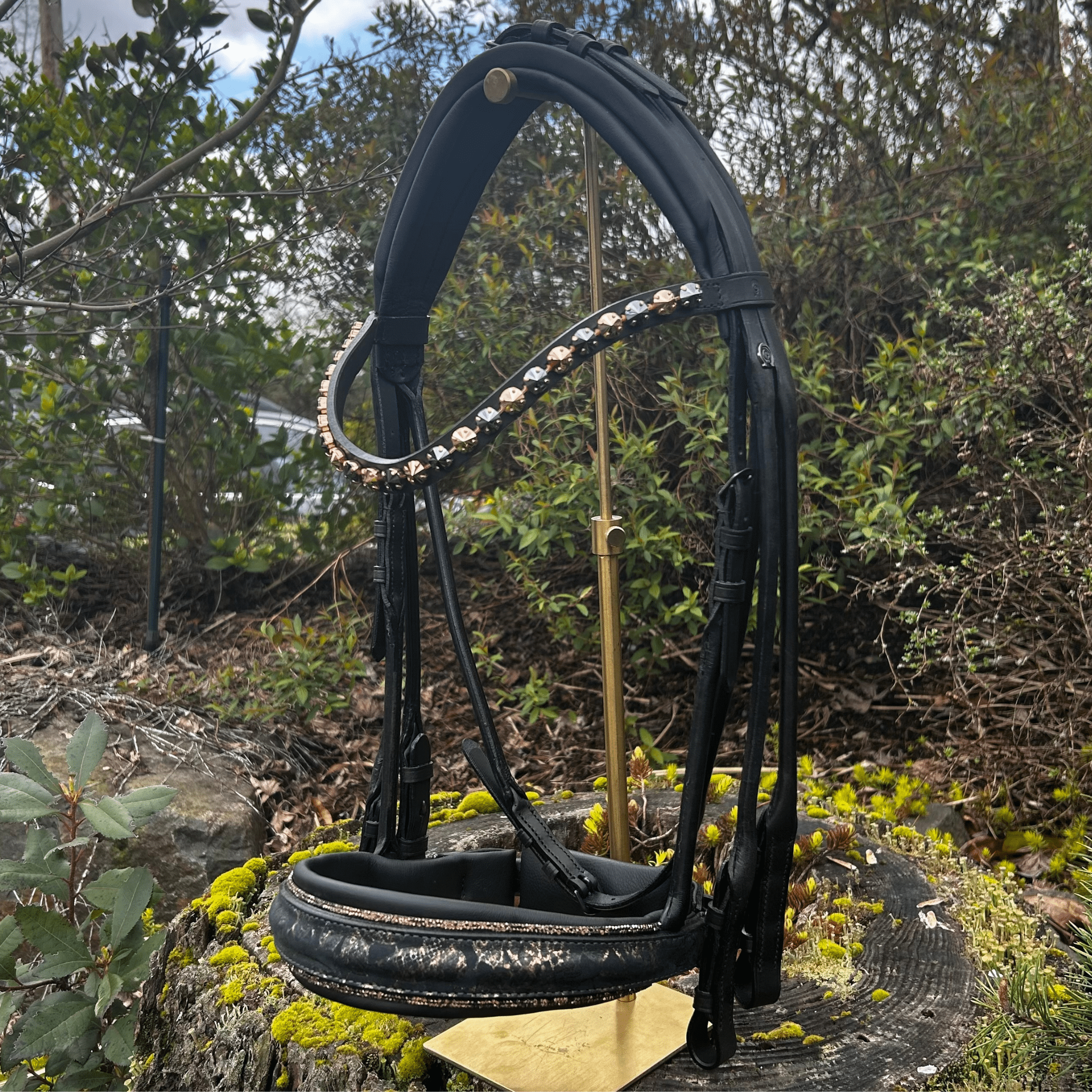 Otto Schumacher Munchen Feel Good Rolled Double Bridle - Black & Rose Gold