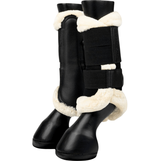 LeMieux Fleece Edged Mesh Brushing Boots - Black with Natural