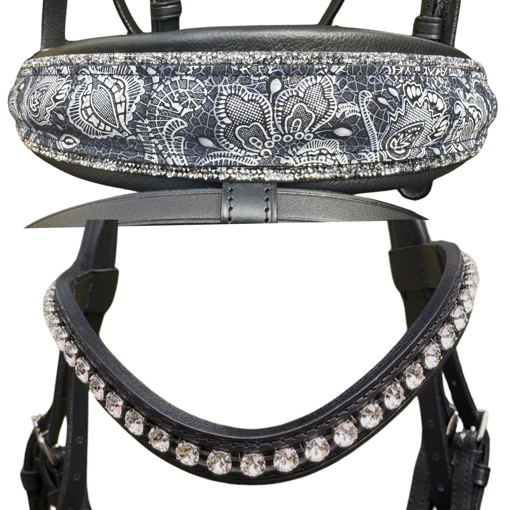 Otto Schumacher Elegant Snaffle Bridle with White Blue Romantic Caveson