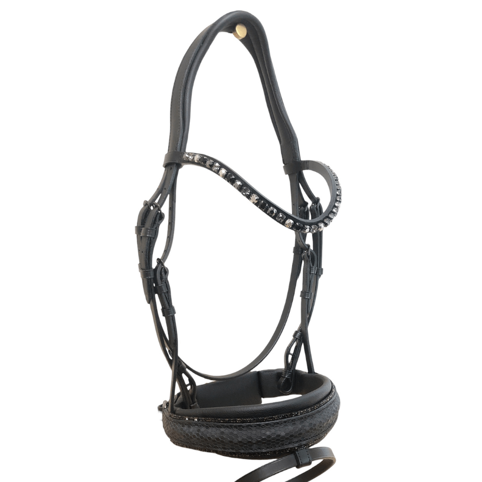 Otto Schumacher Elegant Snaffle Bridle with Patent Black - Horse