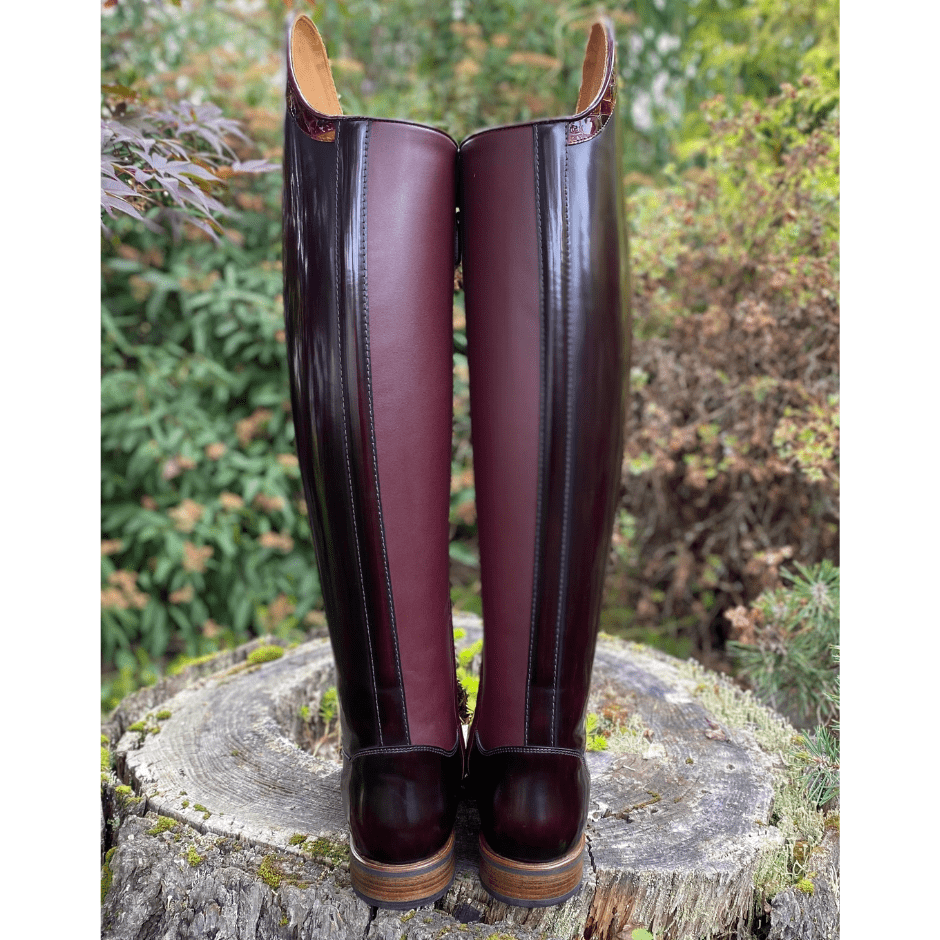 Custom DeNiro Bellini Dressage Boot - Brushed Burgundy with Lucidi Burgundy Rondine - 39 MA/M