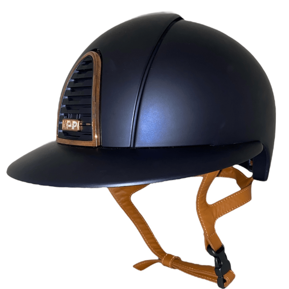 Kep Cromo 2 0 Shine Blue Riding Helmet Standard Visor Beige Chin Strap
