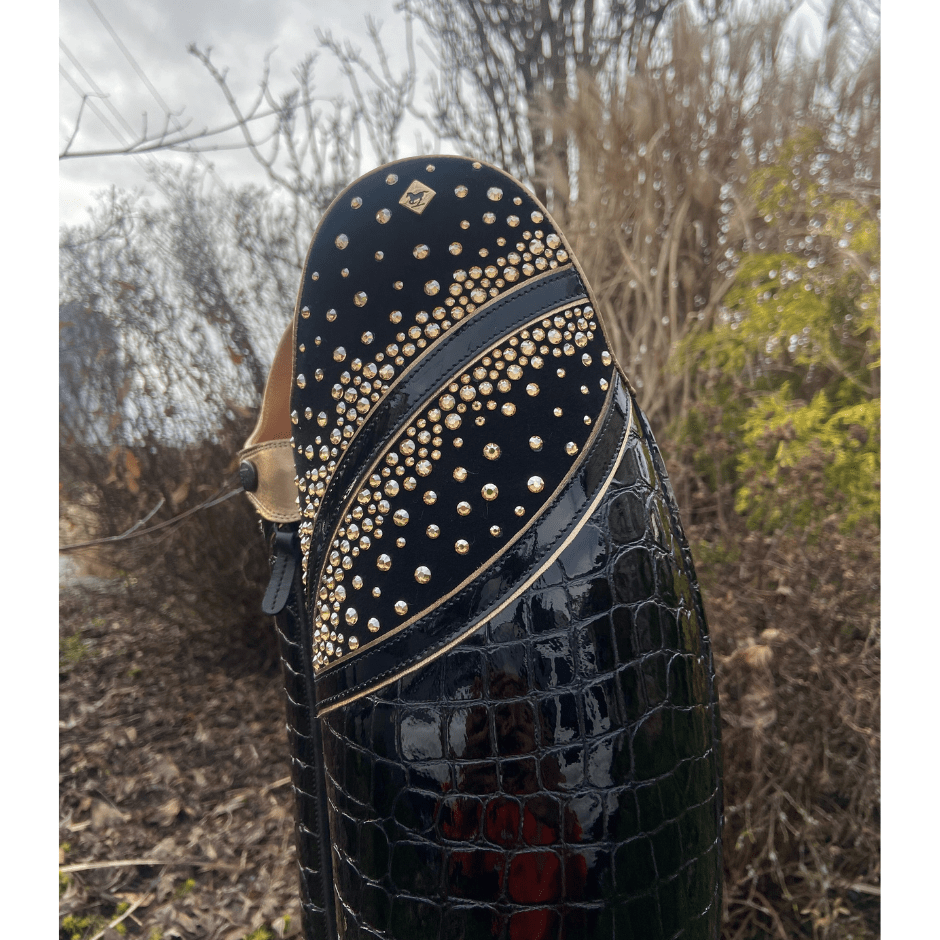 Custom DeNiro Bellini Dressage Boot - Black Lucidi & Black Patent Hunter Liz Top