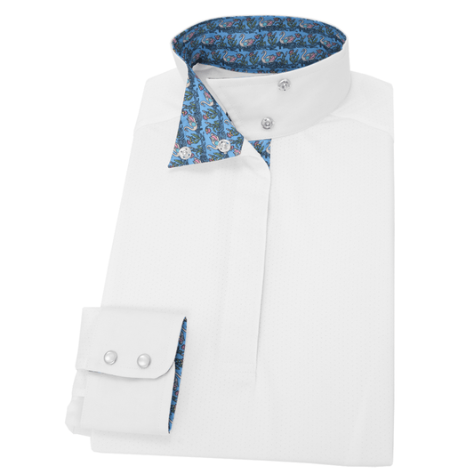 Essex Talent Yarn Wrap Collar Long Sleeve Show Shirt - Swan