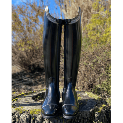 Custom DeNiro Raffaello Dressage Boot - Brushed Black & Sintax Bronzo Rondine with Crystals