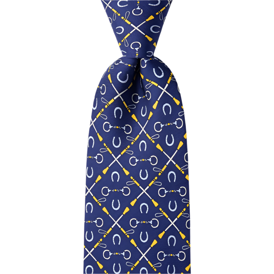 Equestrian Men's Necktie - Navy Blue Bits