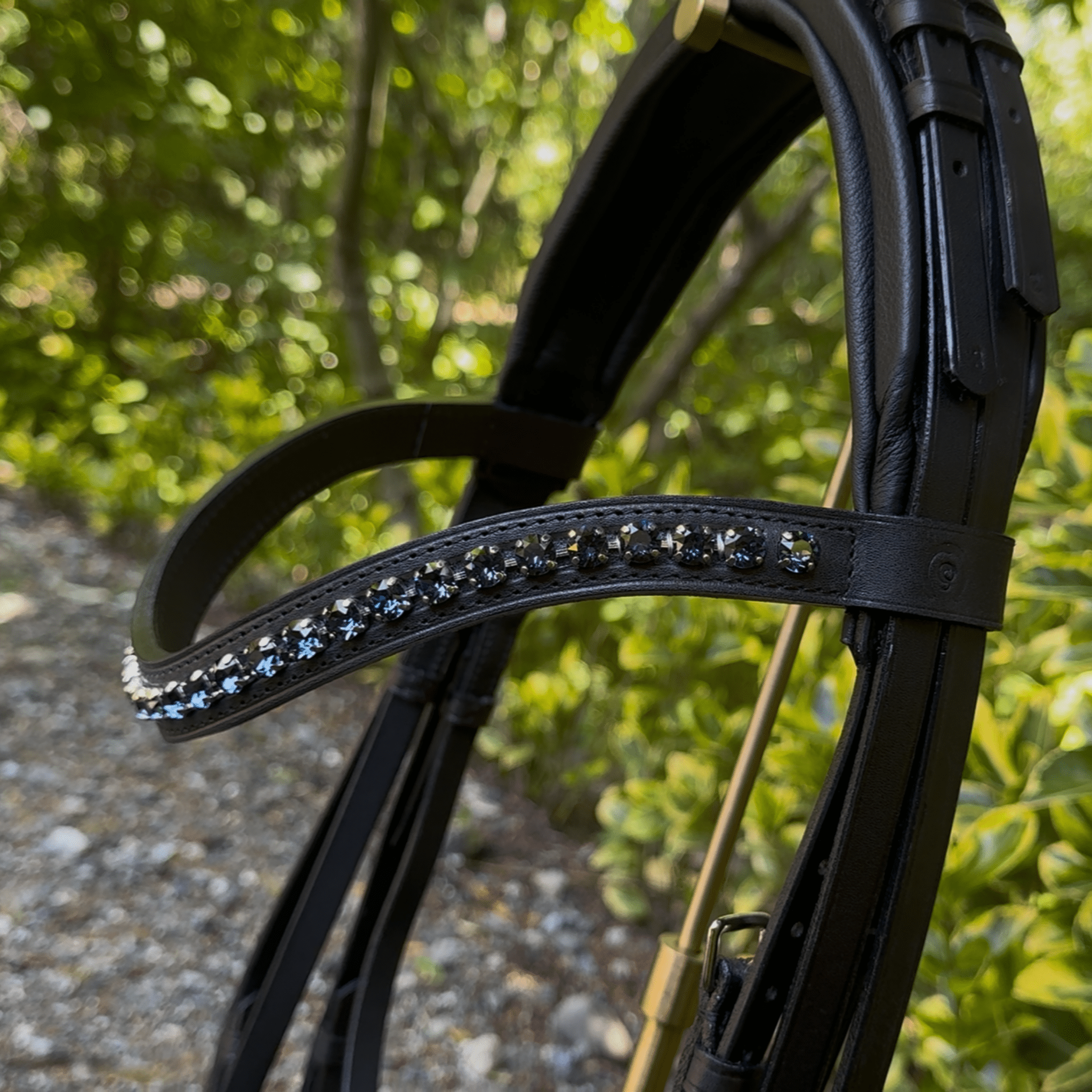 Otto Schumacher Warendorf Feel Good Flat Double Bridle Black Patent Croc and Crystal Fineline