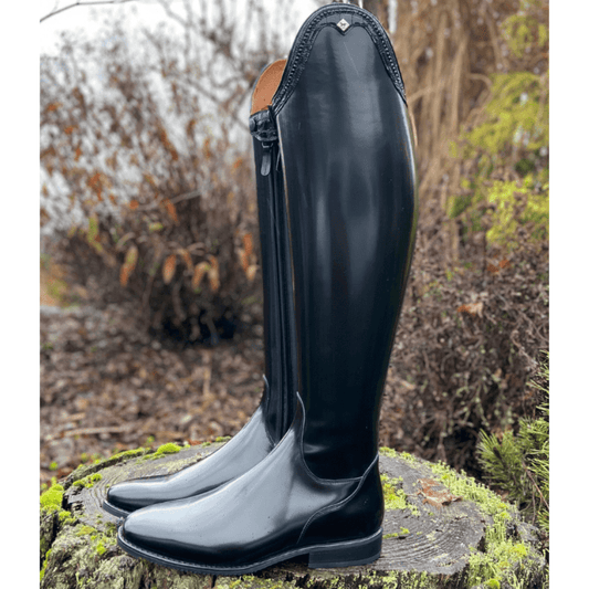 Custom DeNiro Bellini Dressage Boot - Brushed Black with Black Lucidi Rondine Top - 41 MA/XL