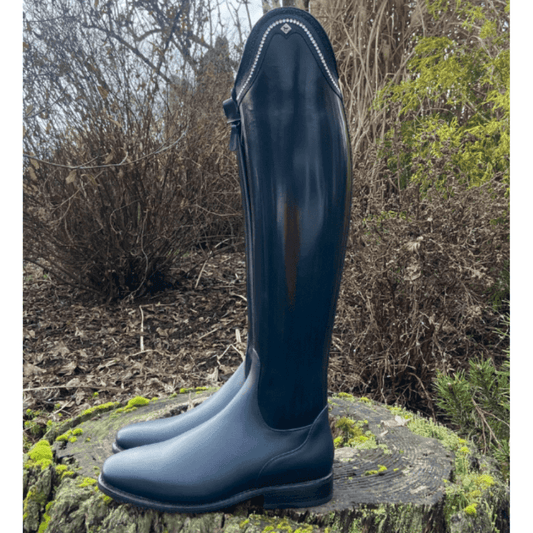 Custom Bellini Dressage Boot - Brushed Blue with Swarovski Rondine Top