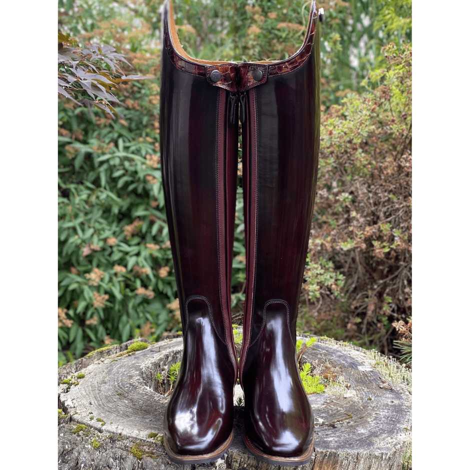 Custom DeNiro Bellini Dressage Boot - Brushed Burgundy with Lucidi Burgundy Rondine - 39 MA/M