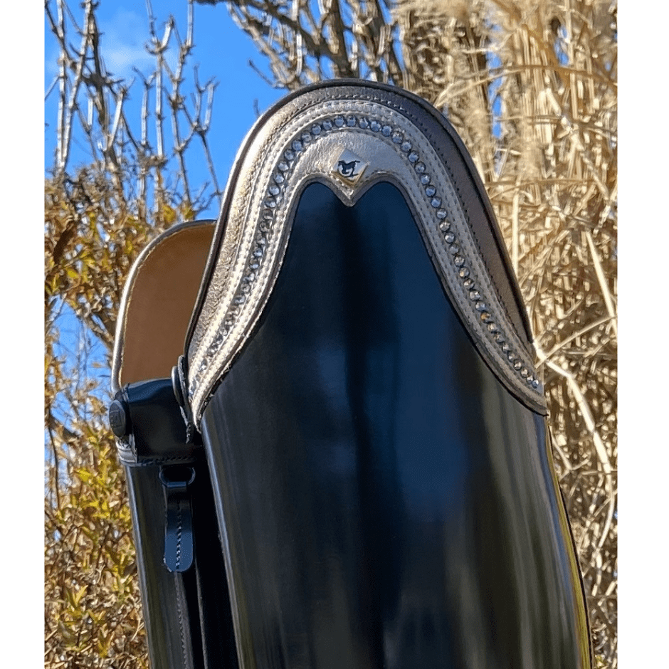Custom DeNiro Raffaello Dressage Boot - Brushed Black & Sintax Bronzo Rondine with Crystals