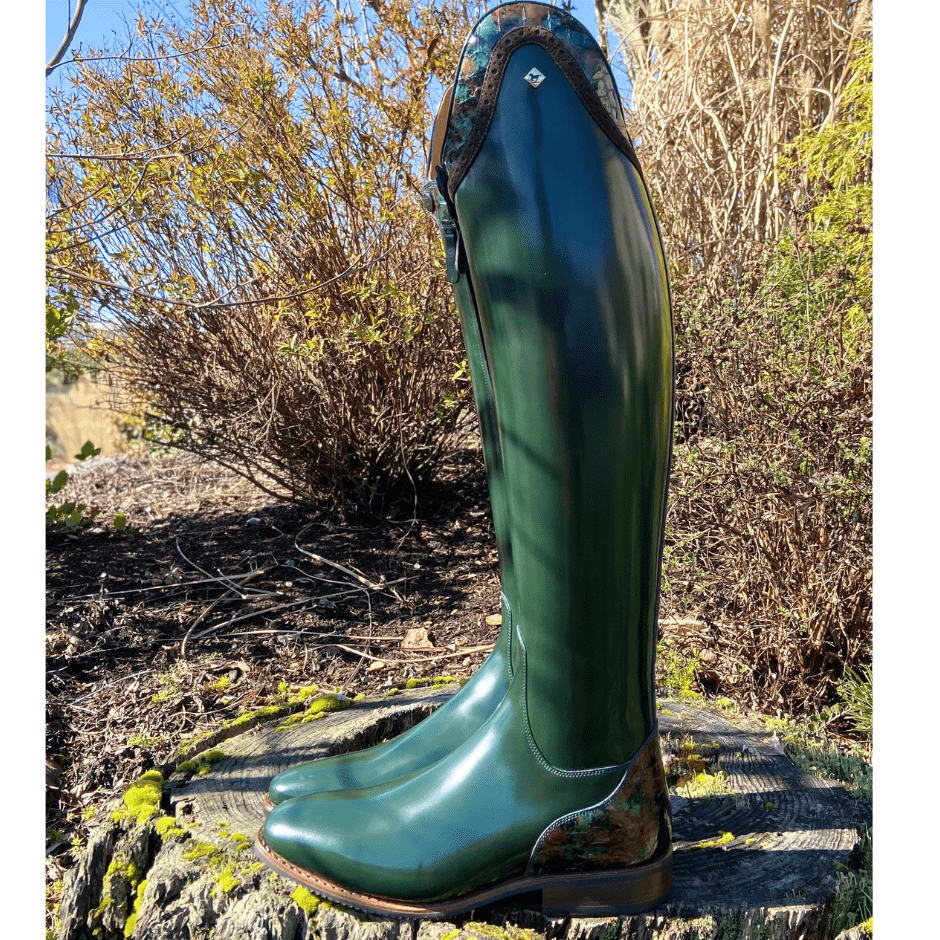 Custom DeNiro Bellini Dressage Boot - Brushed Green with Lucidi Piccolo Uptop