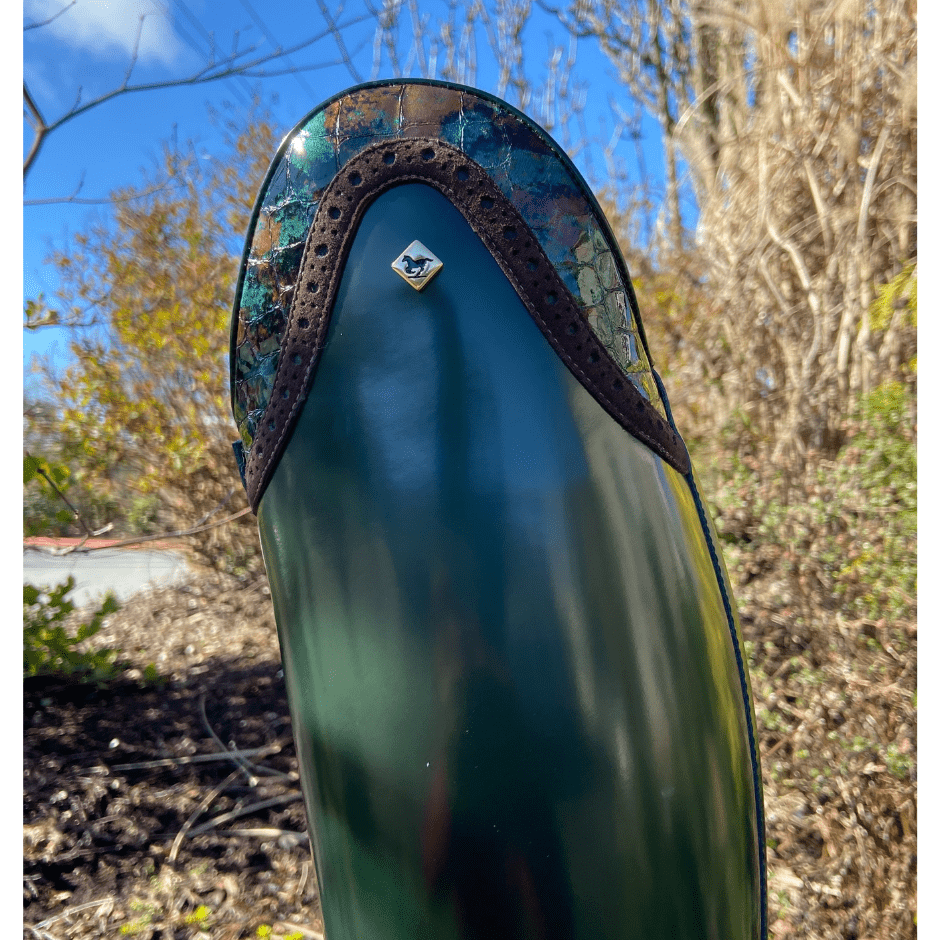 Custom DeNiro Bellini Dressage Boot - Brushed Green with Lucidi Piccolo Uptop