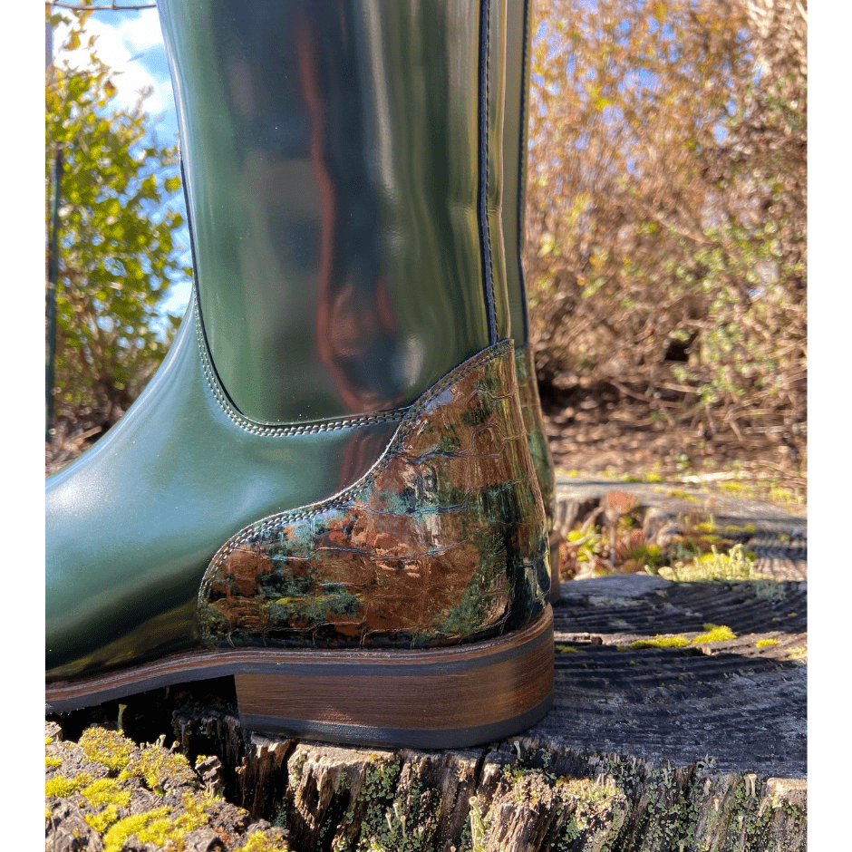 Custom DeNiro Bellini Dressage Boot - Brushed Green with Lucidi Piccolo Uptop