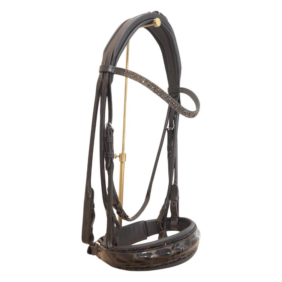 Otto Schumacher Munchen Feel Good Double Bridle with Brown Shiny Croc - Horse
