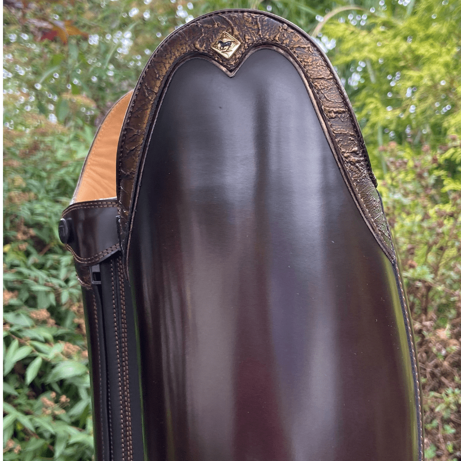 Custom DeNiro Bellini Dressage Boot - Brushed Brown with Caramello Graffiti Top - 38 MC/S