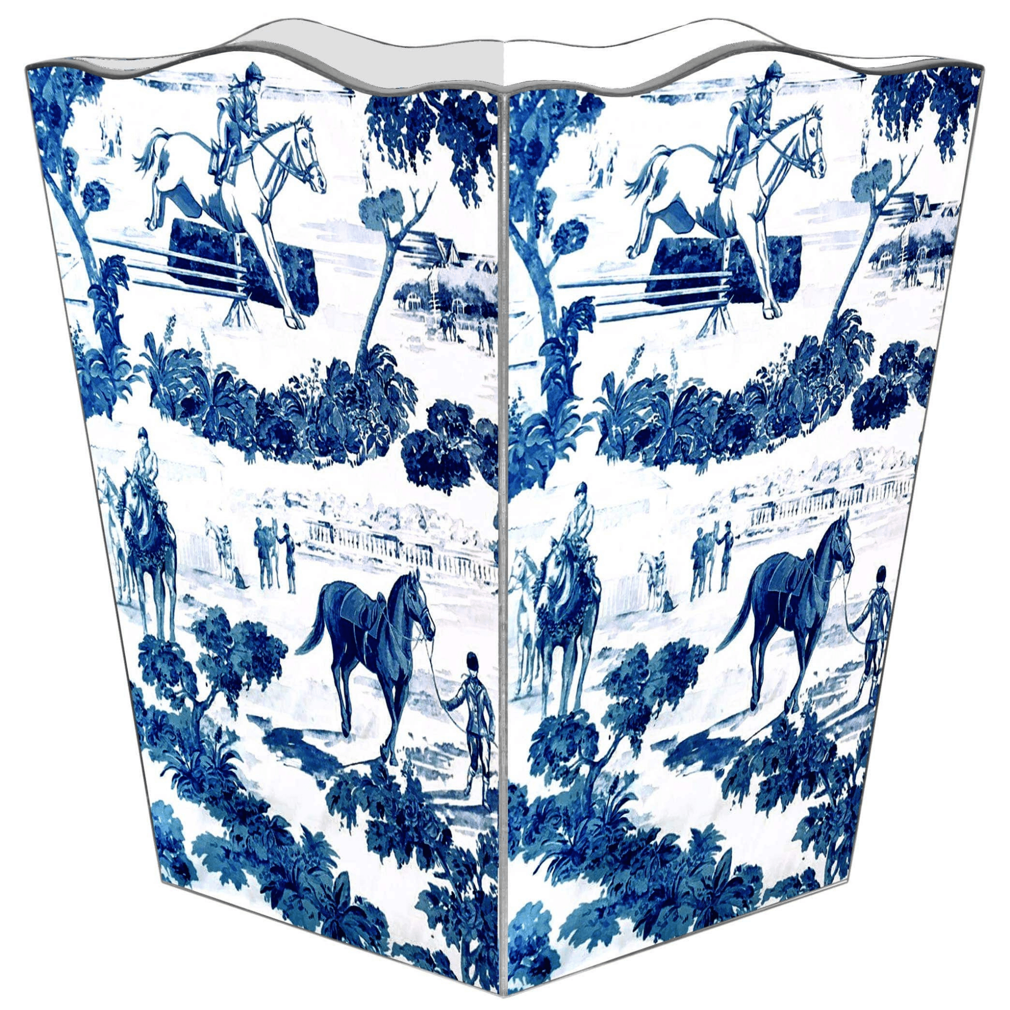 Blue Equestrian Wastepaper Basket