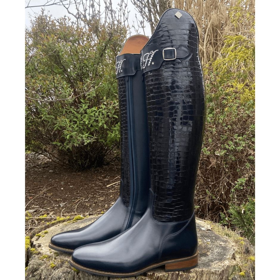 DeNiro Custom Raffaello Dressage Boot - Navy Lucidi with Buckle