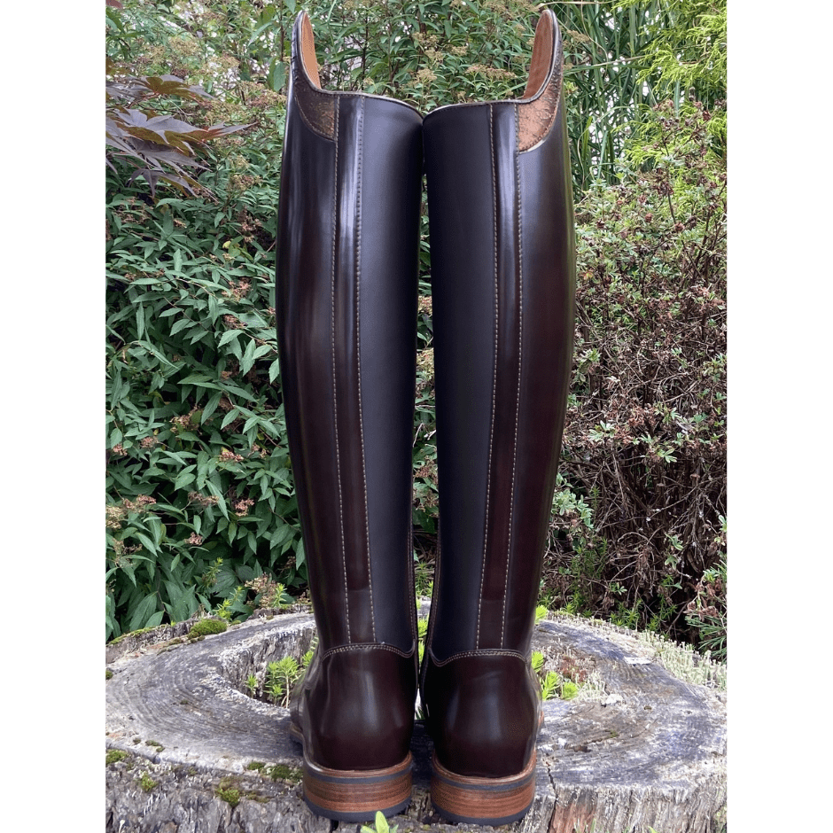 Custom DeNiro Bellini Dressage Boot - Brushed Brown with Caramello Graffiti Top - 38 MC/S