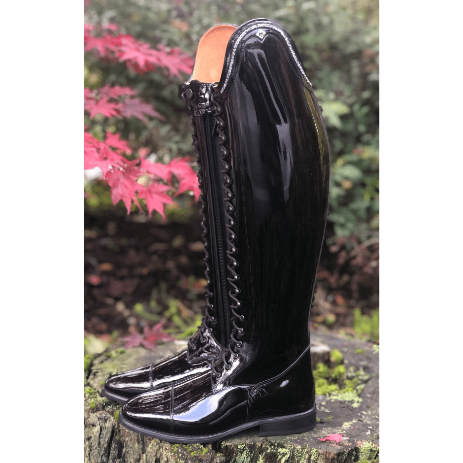 Custom DeNiro Botticelli Dressage Boot Black Patent with Swarovski Top