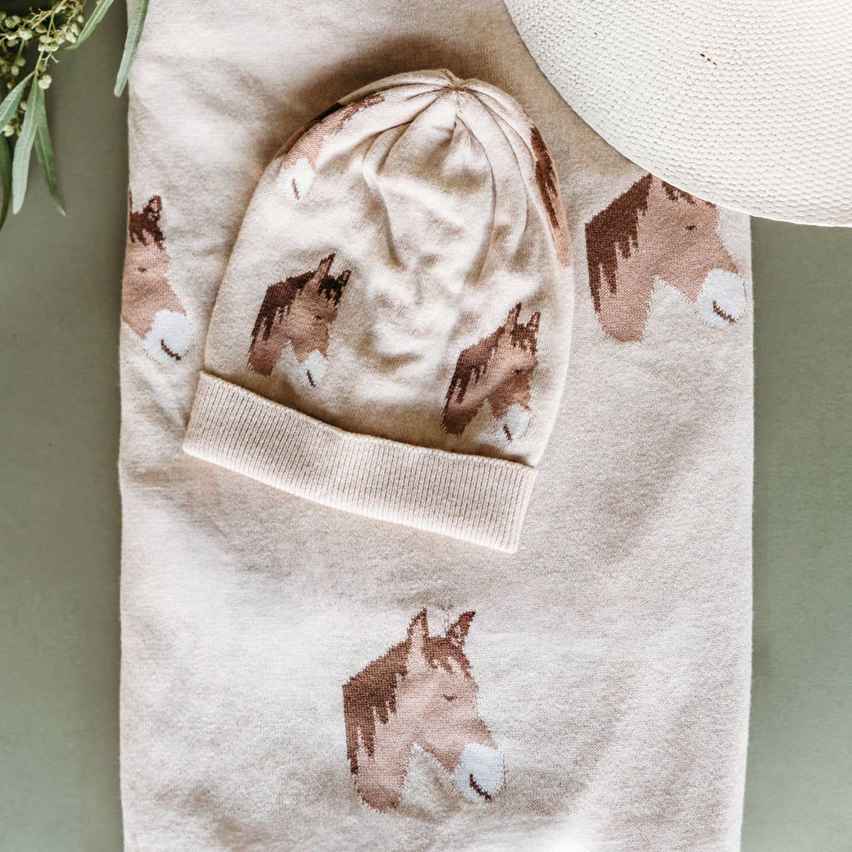 Horse Dreams - Organic Cotton Jacquard Knit Baby Blanket