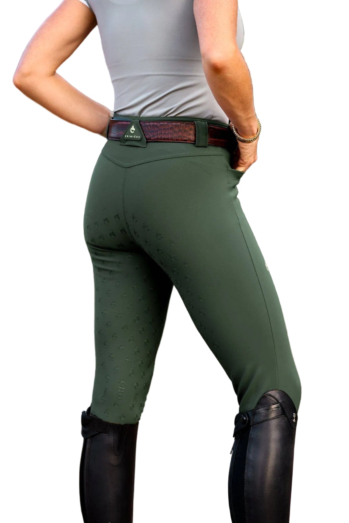 Criniere Diana High Compression Full Seat Breeches in Hunter Green - Seat View