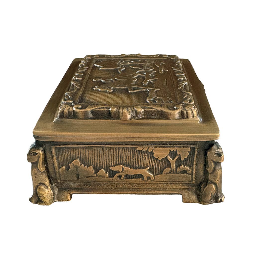 Antiqued Brass Equestrian Trinket Box