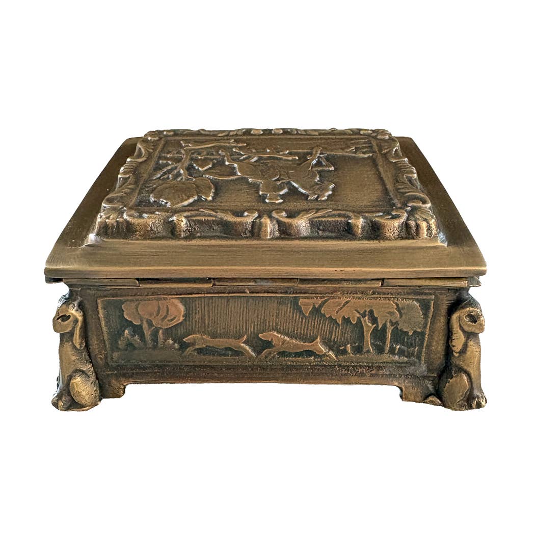 Antiqued Brass Equestrian Trinket Box