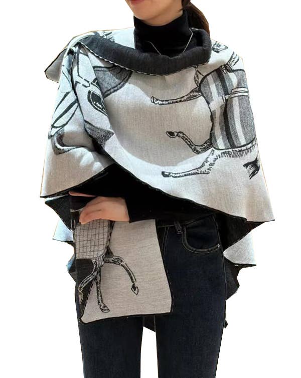 Equestrian Black & White Trotter Reversible Short Loop Wrap